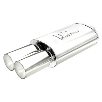 MagnaFlow® - Street Series Stainless Steel Oval Silver Exhaust Muffler with Double-Wall Dual Round Straight Cut Tips