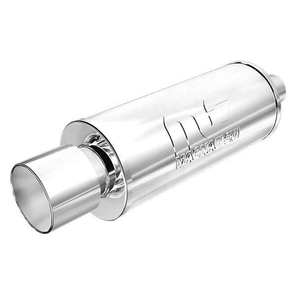 MagnaFlow® - Street Series Stainless Steel Round Silver Exhaust Muffler with Double-Wall Straight Cut Tip