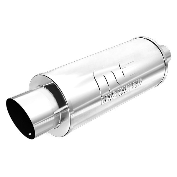 MagnaFlow® - Street Series Stainless Steel Round Silver Exhaust Muffler with Single-Wall Straight Cut Tip