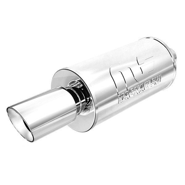 MagnaFlow® - Street Series Stainless Steel Round Silver Exhaust Muffler with Double-Wall Angle Cut Tip