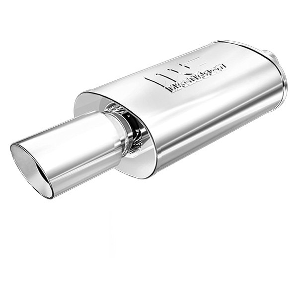 MagnaFlow® - Street Series Stainless Steel Oval Silver Exhaust Muffler with Double-Wall Angle Cut Tip