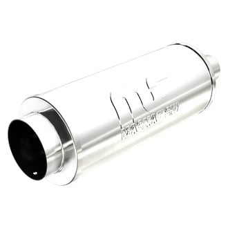 MagnaFlow® - Street Series Stainless Steel Round Silver Exhaust Muffler with Single-Wall Straight Cut Tip (2.25" Center ID, 4" Center OD, 14" Length)