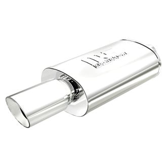 MagnaFlow® - Competition Core Stainless Steel Oval Silver Exhaust Muffler with Double-Wall Angle Cut Tip
