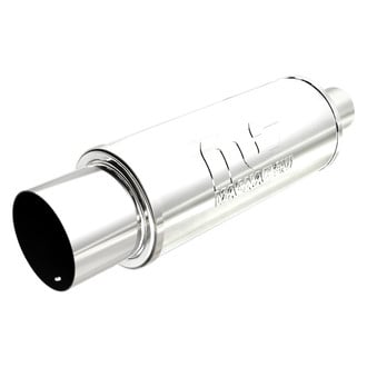 MagnaFlow® - Street Series Stainless Steel Round Silver Exhaust Muffler with Single-Wall Straight Cut Tip