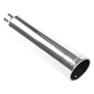 MagnaFlow® - Truck-SUV Stainless Steel Round 15 Degree Rolled Edge Angle Cut Weld-On Single-Wall Polished Exhaust Tip (2.5" Inlet, 3.5" Outlet, 18" Length)