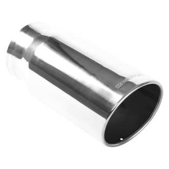 MagnaFlow® - Diesel Stainless Steel Round Rolled Edge Angle Cut Weld-On Single-Wall Polished Exhaust Tip (4" Inlet, 5" Outlet, 13" Length)