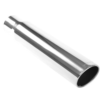 MagnaFlow® - Diesel Stainless Steel Round Rolled Edge Angle Cut Weld-On Single-Wall Polished Exhaust Tip (4" Inlet, 5" Outlet, 24" Length)