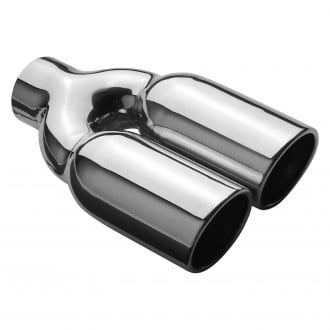 MagnaFlow® - Stainless Steel Round Rolled Edge Straight Cut Weld-On Dual Polished Exhaust Tip (2.25" Inlet, 3" Outlet, 10" Length)