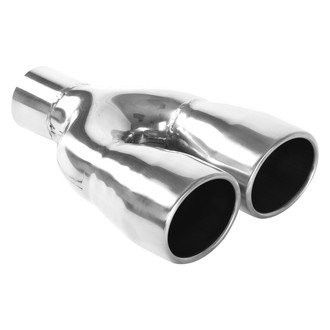 MagnaFlow® - Stainless Steel Round Rolled Edge Straight Cut Weld-On Dual Polished Exhaust Tip (2.25" Inlet, 10" Length)