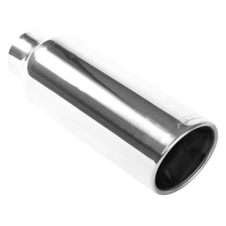 MagnaFlow® - American Muscle Stainless Steel Round Rolled Edge Angle Cut Weld-On Double-Wall Polished Exhaust Tip (2.25" Inlet, 4" Outlet, 12" Length)