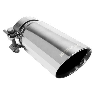 MagnaFlow® - Truck-SUV Stainless Steel Round 20 Degree Rolled Edge Angle Cut Clamp-On Double-Wall Polished Exhaust Tip (2.75" Inlet, 3.5" Outlet, 9.5" Length)