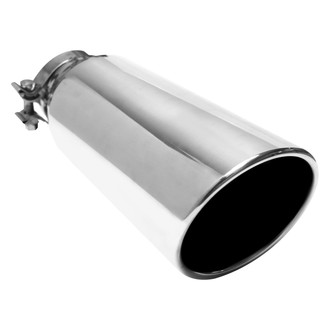 MagnaFlow® - Diesel Stainless Steel Round Rolled Edge Angle Cut Clamp-On Single-Wall Polished Exhaust Tip (5" Inlet, 6" Outlet, 13" Length)