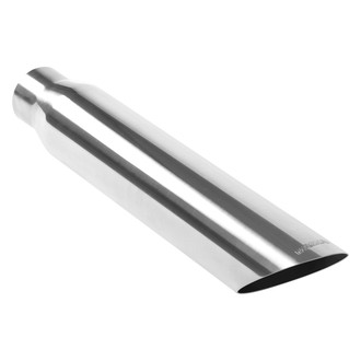 MagnaFlow® - Truck-SUV Stainless Steel Round 45 Degree Non-Rolled Edge Angle Cut Weld-On Single-Wall Polished Exhaust Tip (2.25" Inlet, 3.5" Outlet, 18" Length)