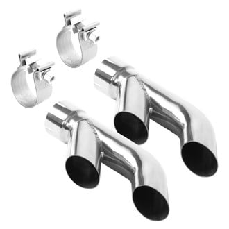MagnaFlow® - American Muscle Stainless Steel Turndown Clamp-On Dual Polished Exhaust Tips (2.5" Inlet, 2.25" Outlet, 12.5" Length)