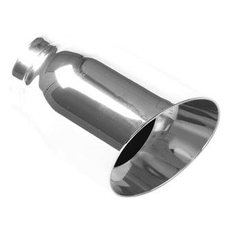 MagnaFlow® - American Muscle Stainless Steel Round Rolled Edge Angle Cut Weld-On Double-Wall Polished Exhaust Tip (2.5" Inlet, 3.5" Outlet, 5.5" Length)