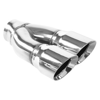 MagnaFlow® - Stainless Steel Passenger Side Round Angle Cut Weld-On Dual Polished Exhaust Tip (2.25" Inlet, 3" Outlet, 9.75" Length)