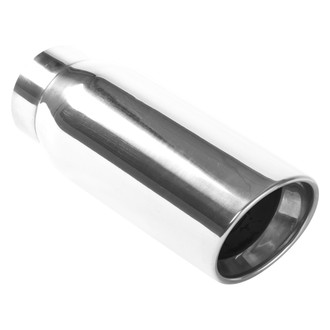 MagnaFlow® - Diesel Stainless Steel Round Rolled Edge Angle Cut Weld-On Double-Wall Polished Exhaust Tip (3.5" Inlet, 4.5" Outlet, 12" Length)