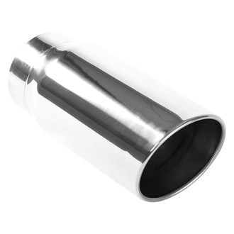 MagnaFlow® - Diesel Stainless Steel Round Rolled Edge Angle Cut Weld-On Double-Wall Polished Exhaust Tip (5" Inlet, 6" Outlet, 13" Length)