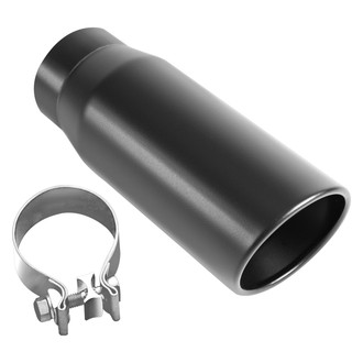 MagnaFlow® - Truck-SUV Stainless Steel Round Rolled Edge Angle Cut Clamp-On Single-Wall Black Coated Exhaust Tip