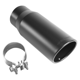 MagnaFlow® - Black Series™ Stainless Steel Round Rolled Edge Angle Cut Clamp-On Single-Wall Black Coated Exhaust Tip (3.5" Inlet, 5" Outlet, 14.5" Length)