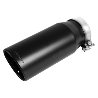 MagnaFlow® - Black Series™ Stainless Steel Round Rolled Edge Angle Cut Clamp-On Double-Wall Black Coated Exhaust Tip (4" Inlet, 5" Outlet, 13" Length)