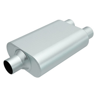 MagnaFlow® - Aluminized Steel Oval Gray Exhaust Muffler (2.5" Center ID, 2.25" Dual OD, 13" Length)
