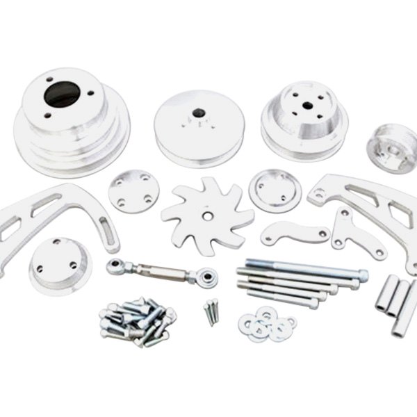 March Performance® - Extra High Mid-Mount Ultra Alternator Serpentine Pulley and Bracket Kit
