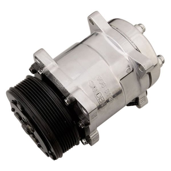 March Performance® - Sanden 508 Style Chrome A/C Compressor with Serpentine Pulley