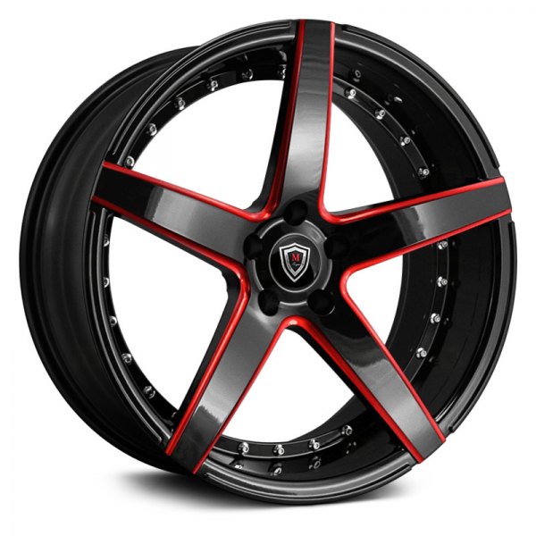 MARQUEE LUXURY® M3226 Wheels - Gloss Black with Red Milled Accents Rims