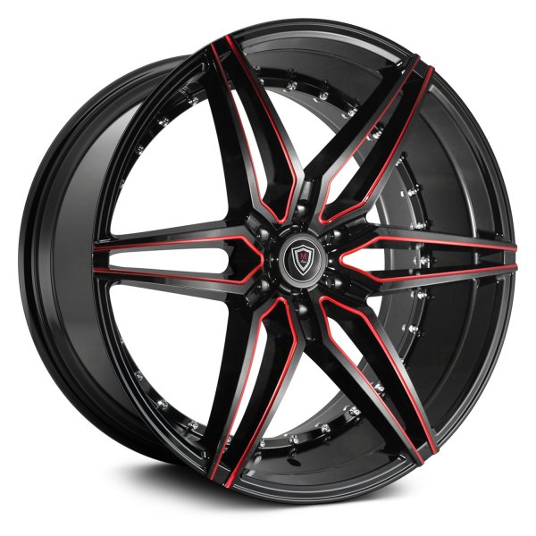 MARQUEE LUXURY® M3259B Wheels - Gloss Black with Red Milled Accents Rims