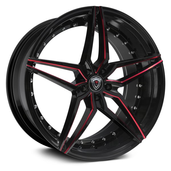 MARQUEE LUXURY® - M3259 Gloss Black with Red Milled