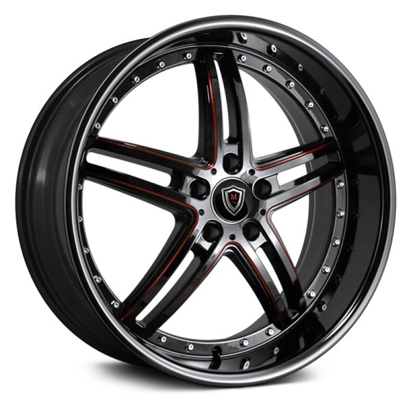 MARQUEE LUXURY® - M5329 Gloss Black with Red Milled Accents