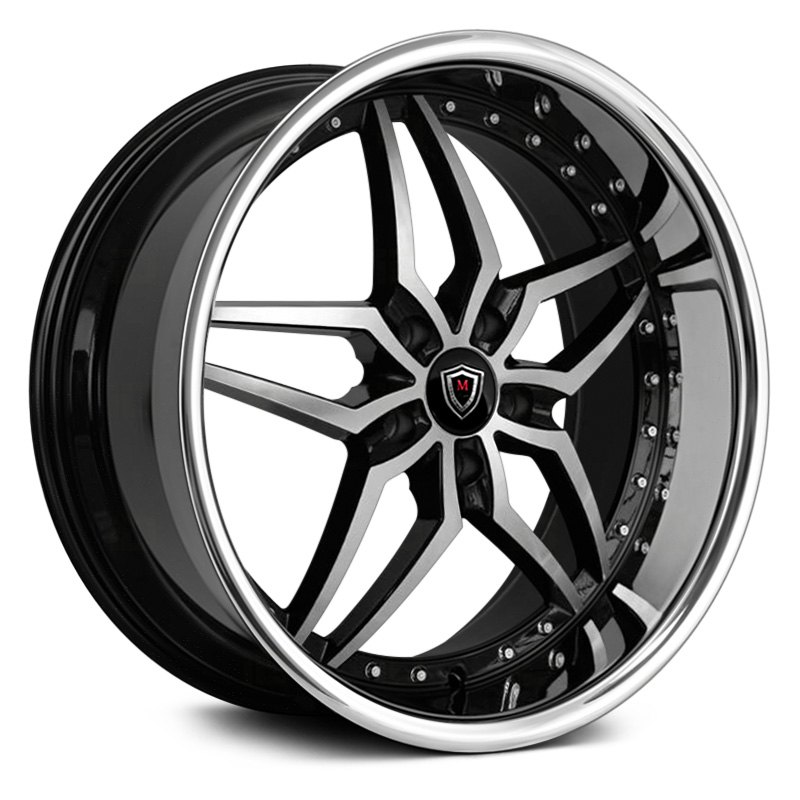 MARQUEE LUXURY® M5331A Wheels Black with Machined Face and SS Lip Rims