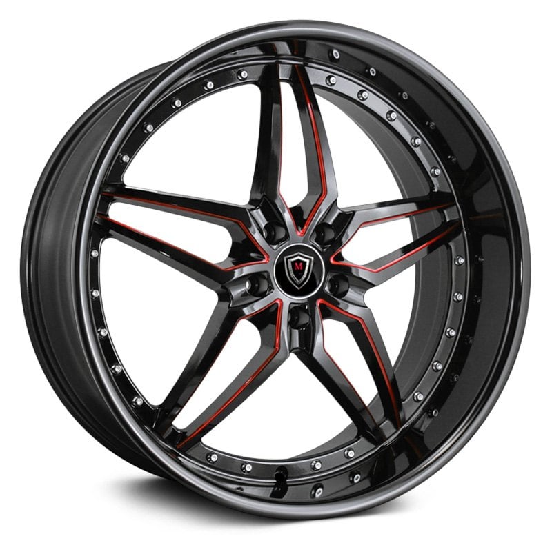 MARQUEE LUXURY® M5331A Wheels - Gloss Black with Red Milled Accents Rims