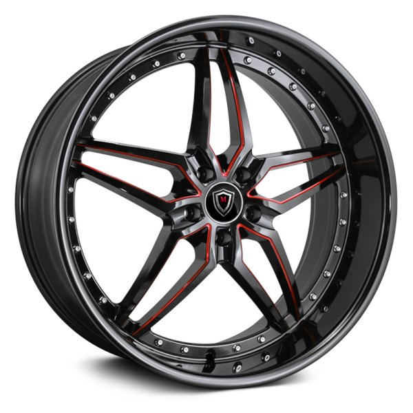 MARQUEE LUXURY® M5331A Wheels - Gloss Black with Red Milled Accents ...