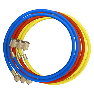 Mastercool® - 96" Red Nylon Barrier A/C Charging Hose with Automatic Shut-Off Valve Fittings