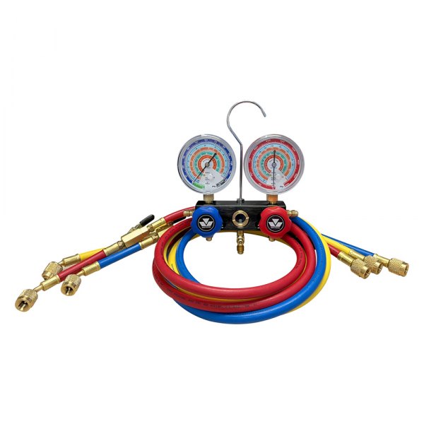 Mastercool® - Aluminum R-404A, R-407C, R-507A, R-134a 2-Way Manifold Gauge Set with 72" Nylon Barrier Hoses and Ball Valves
