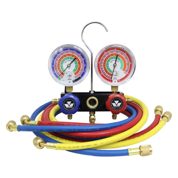 Mastercool® - Aluminum R-410A, R-22, R-404A 2-Way Manifold Gauge Set with 60" Nylon Barrier Hoses and Standard Fittings