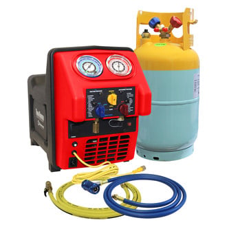 Mastercool® - 69300 Series R-1234yf Spark Free Twin Turbo Refrigerant Recovery Machine with 30 lb Tank and Float Switch
