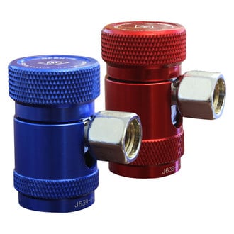 Mastercool® - 12 mm-F x 17 mm Red R-1234yf High Side Manual Coupler with Extended Disconnect Protection Sleeve