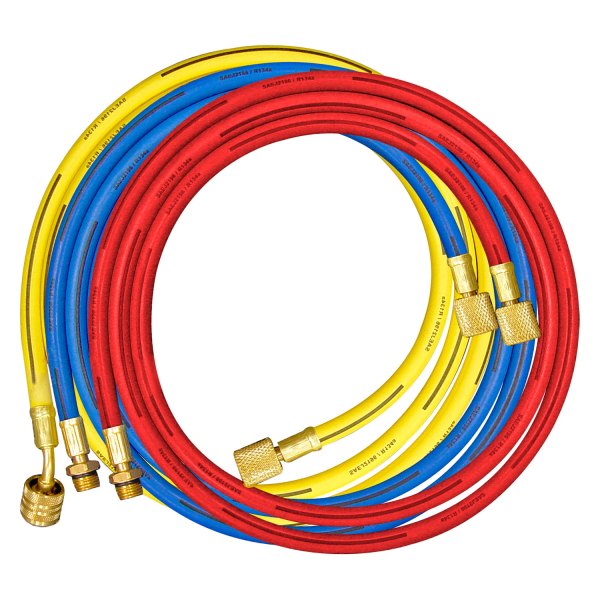 Mastercool® - 72" R-134a A/C Charging Hose Set with Automatic Shut-Off Valves and Auto A/C Fittings