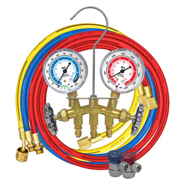Mastercool® - R-134a 2-Way Manifold Gauge Set with 60" Hoses, Manual Couplers and Automatic Shut-Off Valve