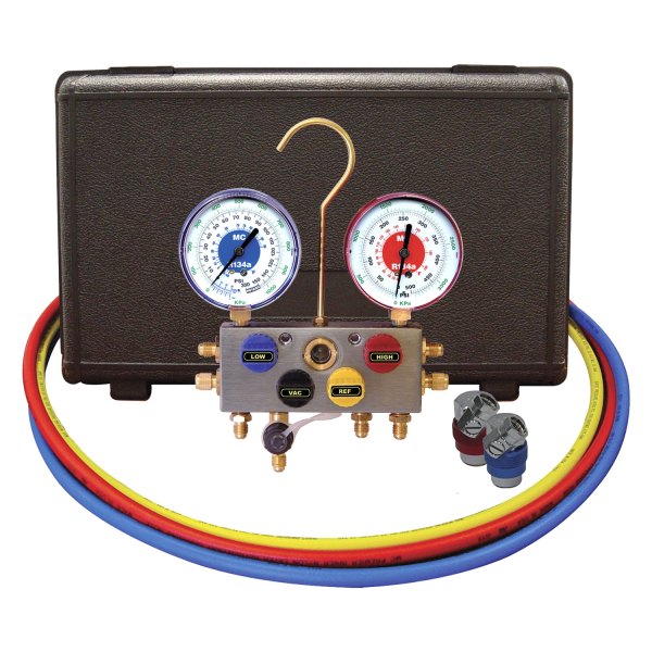 Mastercool® - Aluminum R-134a 4-Way Manifold Gauge Set with 60" Hoses and E-Z Snap™ Couplers