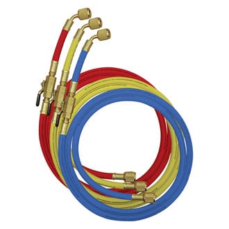 Mastercool® - 72" Standard High Pressure A/C Charging Hose Set with Manual Shut-Off Valve Fittings