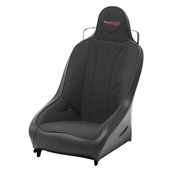 MasterCraft Safety® - Pro4™ Premium Suspension Race Seat, Black with Black Fabric Center and Side Panels, Black Band