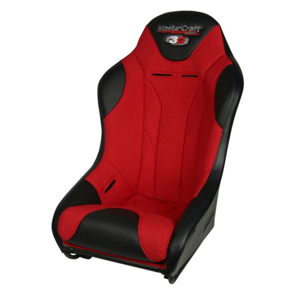 MasterCraft Safety® - 3G™ Premium Suspension Race Seat, Black with Red Center and Red Side Panels, Black Band