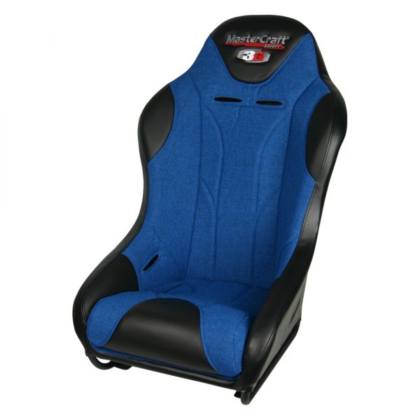 MasterCraft Safety® - 3G™ Premium Suspension Race Seat, Black with Blue Fabric Center and Blue Side Panels, Black Band