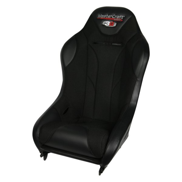 MasterCraft Safety® - 3G-4™ Premium Suspension Race Seat, Black with Black Fabric Center and Side Panels, Black Band