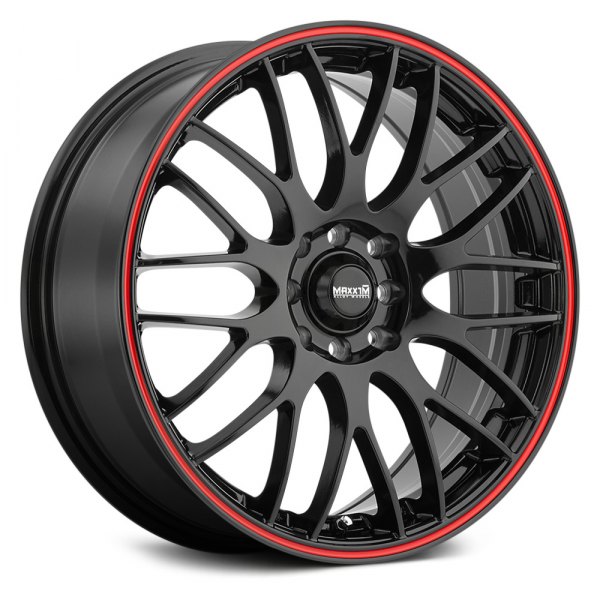 MAXXIM® MAZE Wheels - Black with Red Stripe Rims