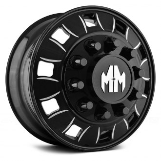 Mayhem 8180 Bigrig Dually Wheels Black With Milled Spokes Rims